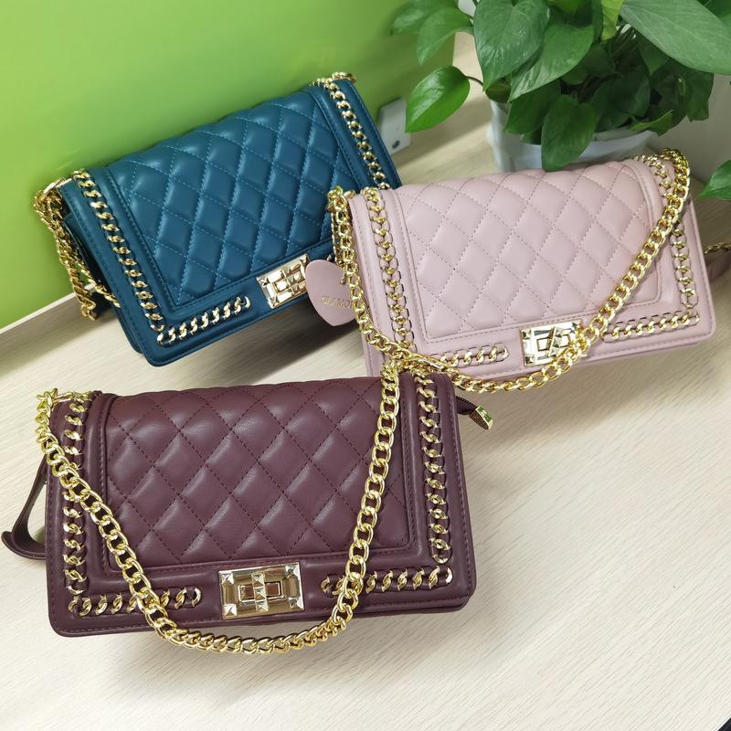 D40-Women's chain pleated diamond square bag small fragrant armpit shoulder bag