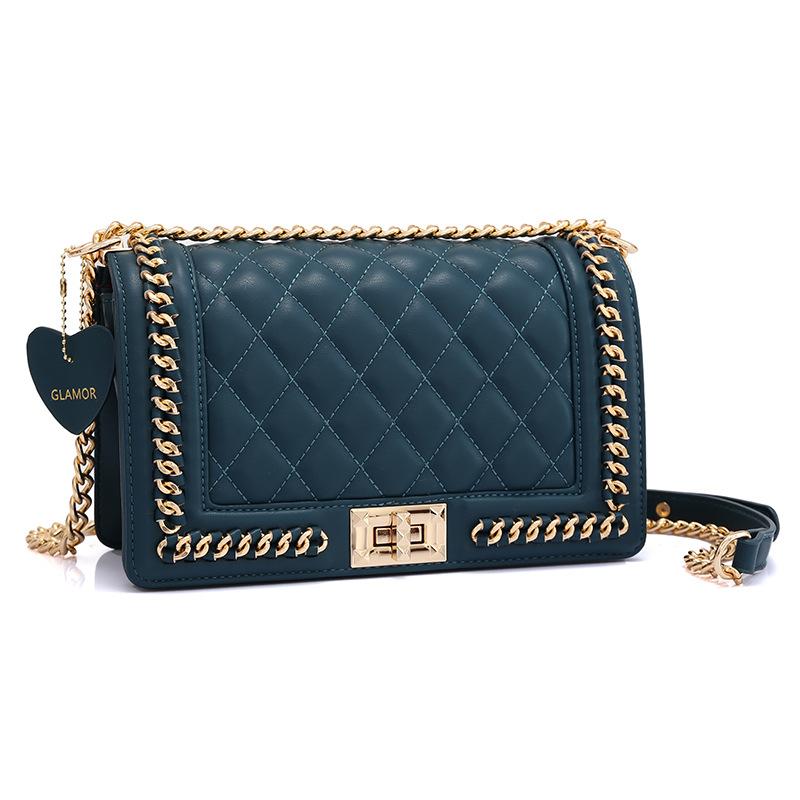 D40-Women's chain pleated diamond square bag small fragrant armpit shoulder bag