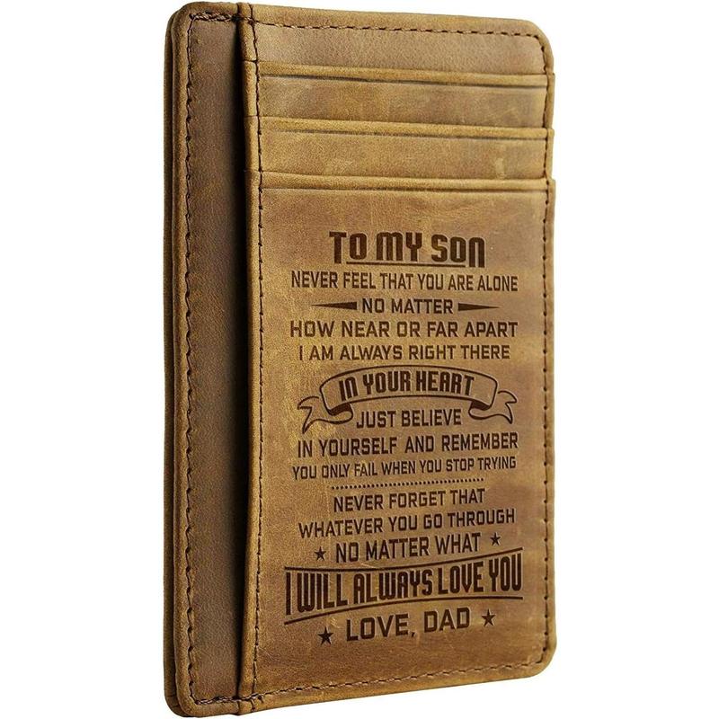 Christmas - Mom to Son Wallet-Engraved Wallet For Son-Wallet for Son FromMom & Dad-Leather Wallet-Mens Wallet-Christmas Gift-Birthday GiftGift For Son Cannot Be Customized card holder RFlD Blocking, Bifold Wallet lightweight durable classic