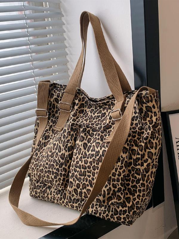 Fashion Leopard Pattern Tote Bag, Casual Versatile Shoulder Bag for Women, Trendy All-match Bag for Daily Use