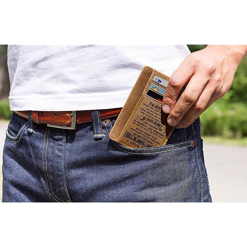 Christmas - Mom to Son Wallet-Engraved Wallet For Son-Wallet for Son FromMom & Dad-Leather Wallet-Mens Wallet-Christmas Gift-Birthday GiftGift For Son Cannot Be Customized card holder RFlD Blocking, Bifold Wallet lightweight durable classic