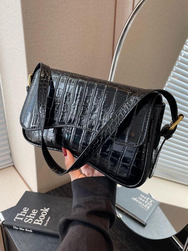 Women's Fashionable Crocodile Embossed Shoulder Bag, Casual Versatile Shoulder Bag for Work & Daily Used, Trendy All-match Commuter Bag