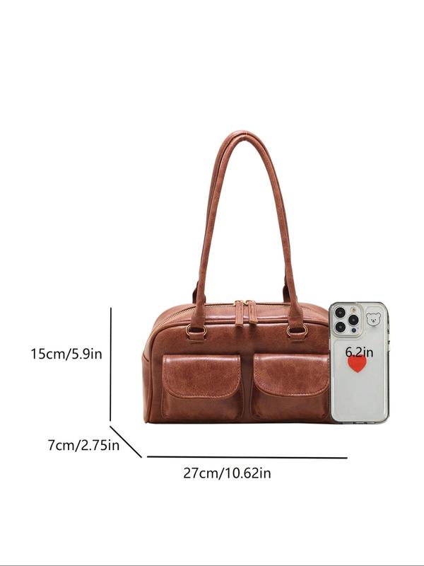 Women's Elegant Retro Shoulder Bag, Fashionable Solid Color Underarm Bag for Daily Used, Casual Trendy Versatile High-quality Daily Commuting Bag