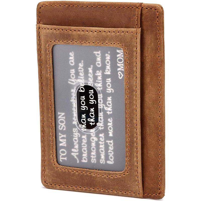 Christmas - Mom to Son Wallet-Engraved Wallet For Son-Wallet for Son FromMom & Dad-Leather Wallet-Mens Wallet-Christmas Gift-Birthday GiftGift For Son Cannot Be Customized card holder RFlD Blocking, Bifold Wallet lightweight durable classic