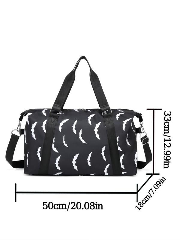 Fashion Bat Pattern Travel Bag, 2024 New Style Large Capacity Waterproof Compartment Duffel Bag, Unisex Travel Bag for Travel & Business Trip