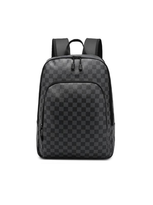 Colorblock Checked Pattern Backpack, Fashionable Backpack for Women & Men, Casual Trendy Versatile High-quality Daily Commuting Bag