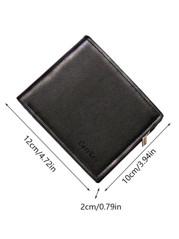 Men's Business Fashion PU Leather Bifold Wallet, Casual Trendy Zipper Short Wallet, Multi Card Slot Card Holder for Daily Use As Gift for Men