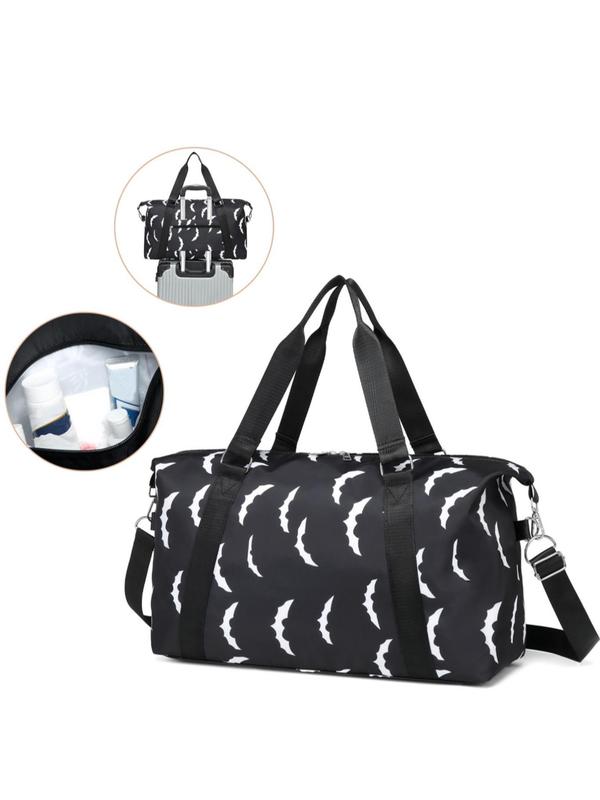 Fashion Bat Pattern Travel Bag, 2024 New Style Large Capacity Waterproof Compartment Duffel Bag, Unisex Travel Bag for Travel & Business Trip