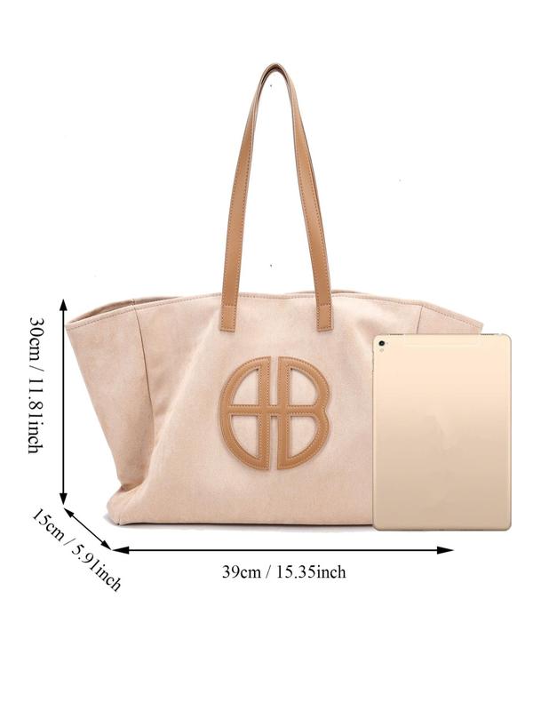 Solid Color Tote Bag, Fashionable Large Capacity Shoulder Bag for Women & Girls, Casual Trendy Versatile High-quality Daily Commuting Bag, Girl Fashionable Shopping Bag