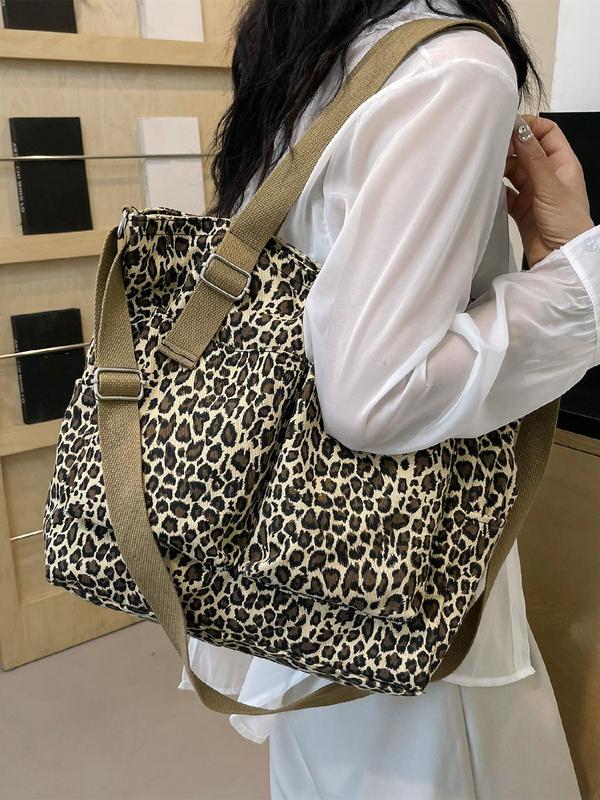 Fashion Leopard Pattern Tote Bag, Casual Versatile Shoulder Bag for Women, Trendy All-match Bag for Daily Use