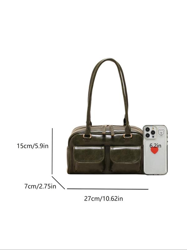 Women's Elegant Retro Shoulder Bag, Fashionable Solid Color Underarm Bag for Daily Used, Casual Trendy Versatile High-quality Daily Commuting Bag