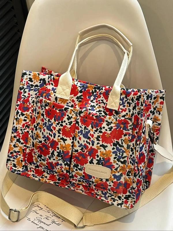 Women's Elegant Ditsy Floral Pattern Tote Bag, Vintage Trendy Large Capacity Shoulder Bag, Fashionable All-match Crossbody  Bag for Daily Life