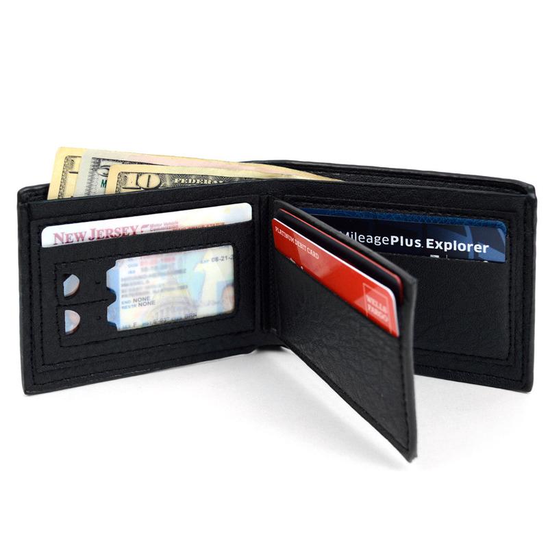 Bi-Fold Leather Wallet with Decorative Front Detail