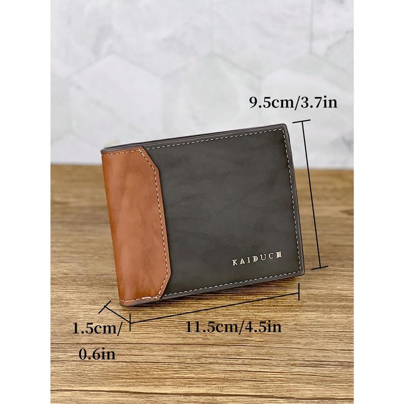 Men Letter Graphic Color Block Small PU Wallet Gift Father Dad Gifts Lightweight Mini Thin Portable Credit Card ID Card Money Bi-Fold Minimalist Fashion Modern Business Anniversary On Valentine Day For Birthday Gift Gift Lover Men Male Gift Gift Bag Pres