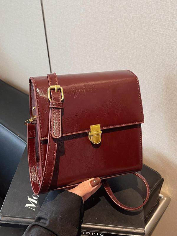 Women's Elegant Solid Color PU Leather Crossbody Bag, Fashionable Minimalist Shoulder Bag for Daily Used, Casual Trendy Versatile High-quality Daily Commuting Bag