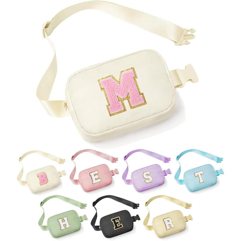 Initial Belt Bag - Crossbody Bags Women - Fanny Packs for Women Cross Body Bag White Small Waist Packs Travel Everywhere Belt Bag Monogram Crossbody Bag M