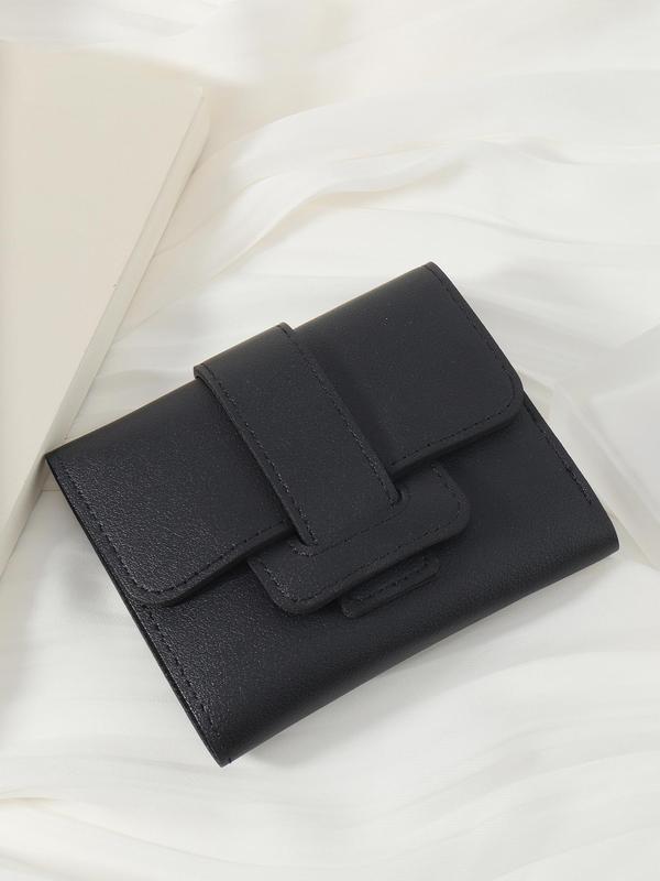 Women's  Solid Color Trifold Wallet with Multiple Card Slots & Id Window, Simple All-match Purse