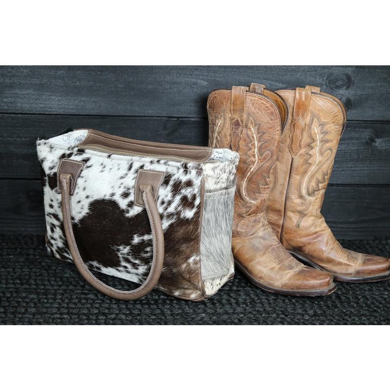 Hair-On Cowhide Medium Tote Bag | Western Purse | Real Leather Handbag | Authentic Cowhide Purse | Cowhide Handbag