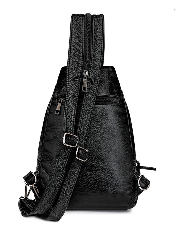 Women's Fashionable Rhinestone Flower Decorated Backpack, Casual Versatile Zipper Backpack, with Adjustable Strap for Daily Use