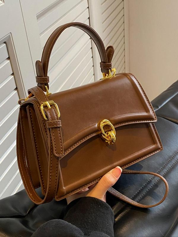 Women's Elegant Solid Color Handbag, Fashionable PU Leather Crossbody Bag for Daily Used, Casual Trendy Versatile High-quality Daily Commuting Bag