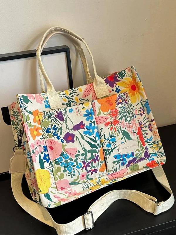 Women's Elegant Ditsy Floral Pattern Tote Bag, Vintage Trendy Large Capacity Shoulder Bag, Fashionable All-match Crossbody  Bag for Daily Life