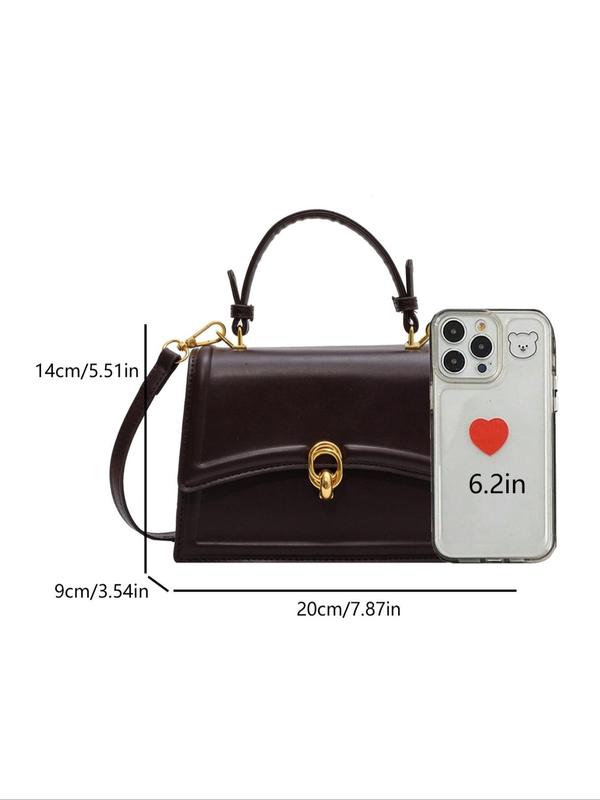 Women's Elegant Solid Color Handbag, Fashionable PU Leather Crossbody Bag for Daily Used, Casual Trendy Versatile High-quality Daily Commuting Bag