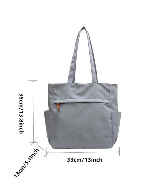 Simple Matching Solid Color Canvas Tote Bag, Casual Large Capacity Shoulder Bag for Women, Versatile Commuter Bag for Work & School