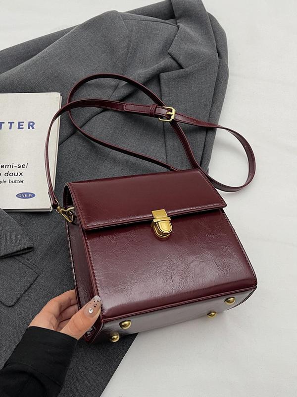 Women's Elegant Solid Color PU Leather Crossbody Bag, Fashionable Minimalist Shoulder Bag for Daily Used, Casual Trendy Versatile High-quality Daily Commuting Bag