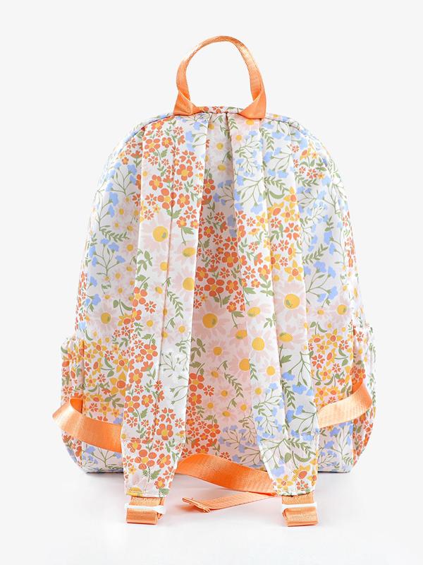 Floral   Unicorn Print Ruffle Trim Backpack, Casual Lightweight Student Backpack, Fashionable Backpack for Women & Girls for Daily Use