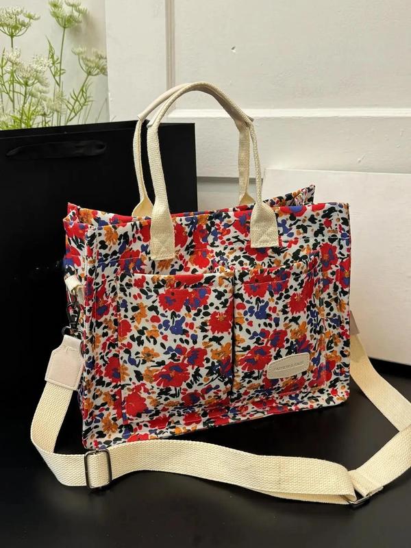 Women's Elegant Ditsy Floral Pattern Tote Bag, Vintage Trendy Large Capacity Shoulder Bag, Fashionable All-match Crossbody  Bag for Daily Life