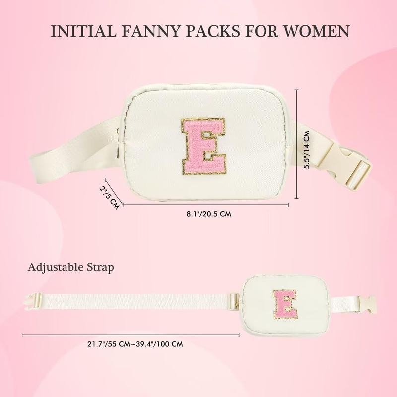 Initial Belt Bag - Crossbody Bags Women - Fanny Packs for Women Cross Body Bag White Small Waist Packs Travel Everywhere Belt Bag Monogram Crossbody Bag M