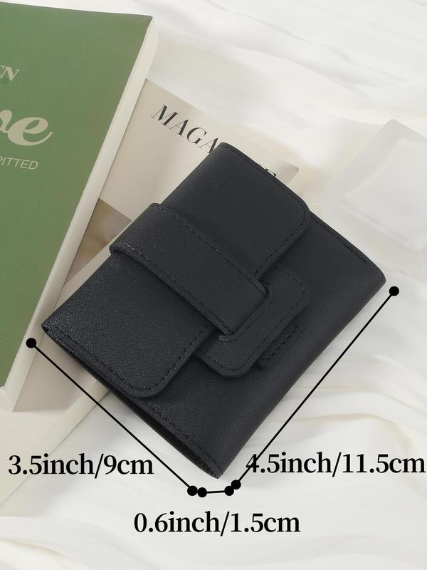 Women's  Solid Color Trifold Wallet with Multiple Card Slots & Id Window, Simple All-match Purse
