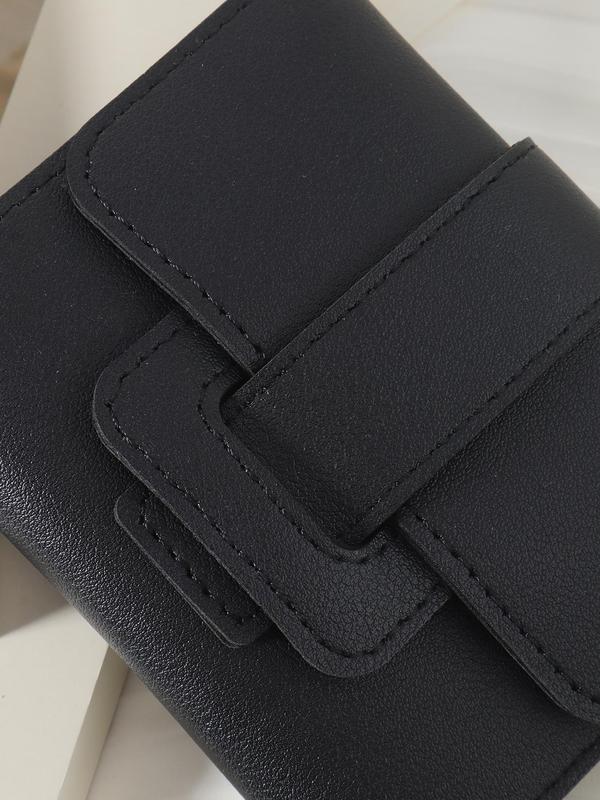 Women's  Solid Color Trifold Wallet with Multiple Card Slots & Id Window, Simple All-match Purse