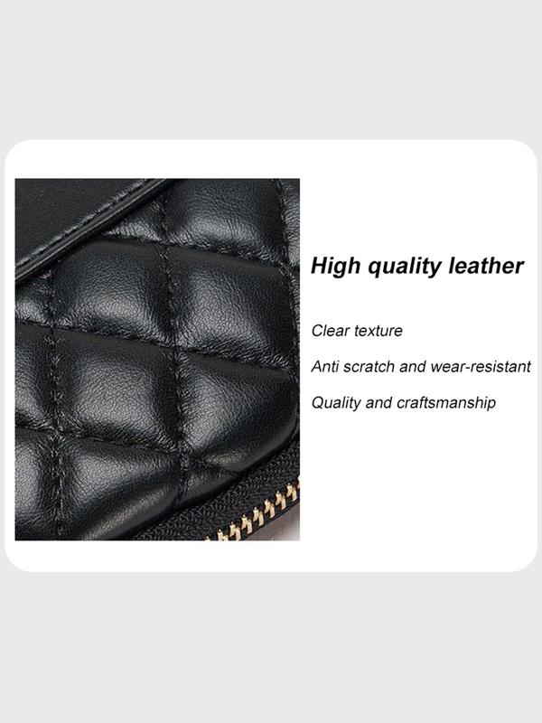 Women's Cute Quilted Design Zipper Wallet, Fashionable Solid Coin Purse, Casual Trendy Versatile High-quality Daily Wallet Fall Outfits Fall Freshness