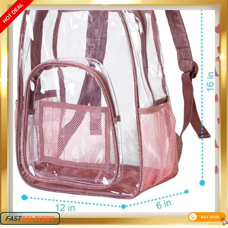 Clear Backpack, Transparent Bookbag Heavy Duty See Through Backpacks