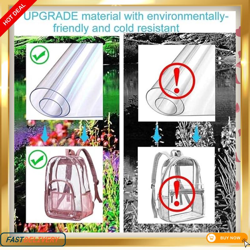 Clear Backpack, Transparent Bookbag Heavy Duty See Through Backpacks