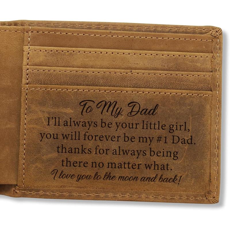 Gifts for Dad from Daughter, To My Dad Engraved Wallet with Sentimental Quotes, Dad Fathers Day, Christmas, Birthday, Gift Ideas