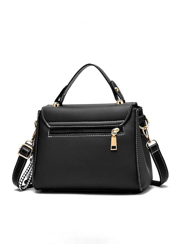 Women's Fashion Colorblock Handbag, 2024 New Style Casual Versatile Shoulder Bag with Charm for Daily Travel Work Commute, Trendy All-match Commuter Bag