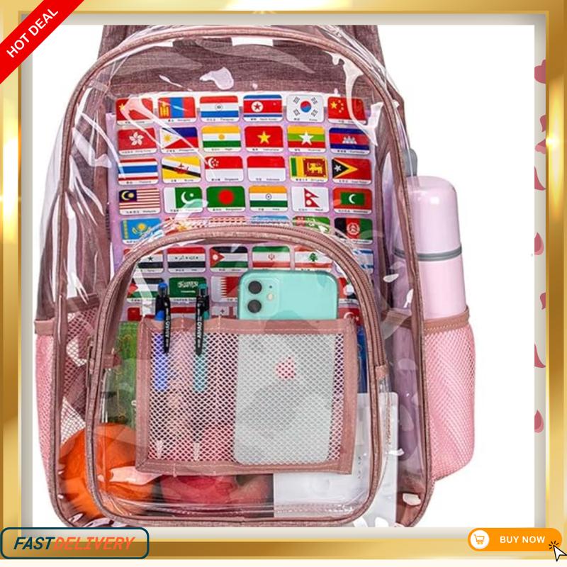 Clear Backpack, Transparent Bookbag Heavy Duty See Through Backpacks