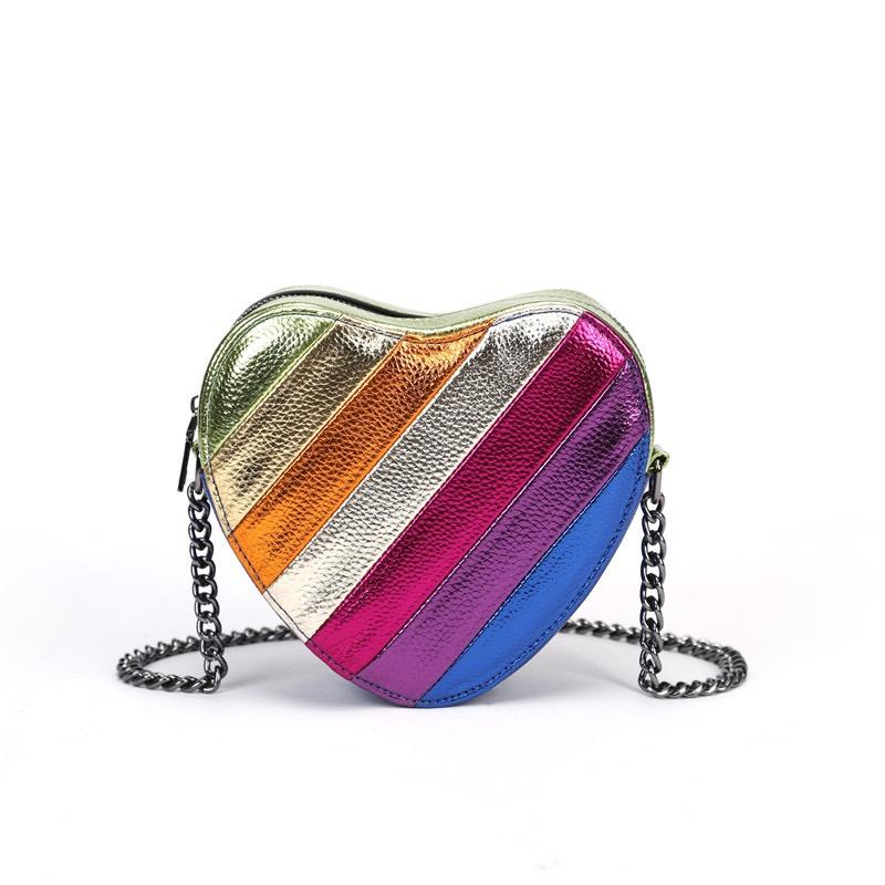 Love women's bag with contrasting colors, rainbow splicing chain, crossbody bag, eagle head shoulder bag