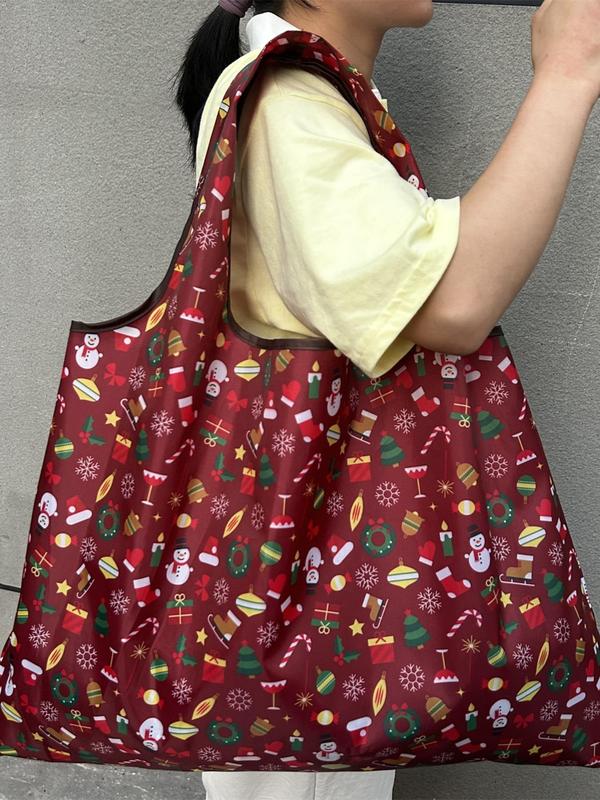 Women's Christmas Tree Pattern Tote Bag, Large Capacity Shoulder Bag for Daily Used, Casual Trendy Versatile High-quality Daily Commuting Bag, Girl Fashionable Shopping Bag