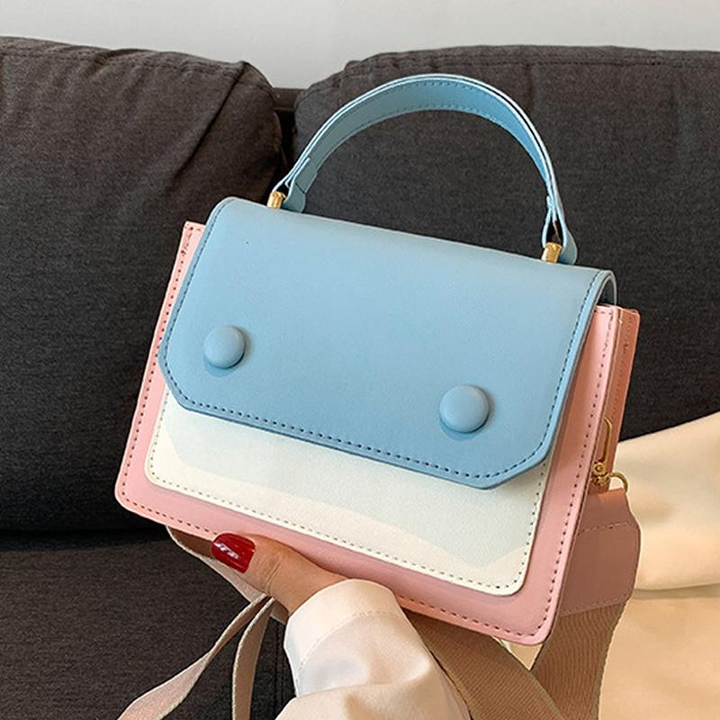 Women's Color Block Shoulder Bag Single Cute Stylish Top-handle Handbag Chic Crossbody Bag