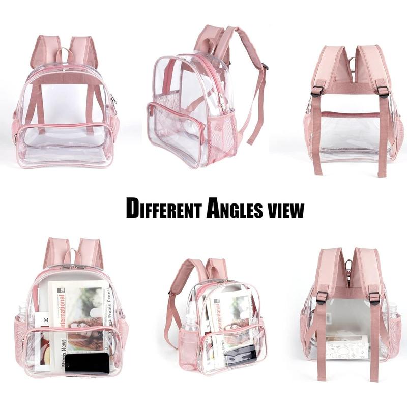 Rose Gold 12x6x12 Clear Backpack for Stadium Events Mini Clear Stadium Bag For Sporting Events Games Festival Concerts,Women Girls