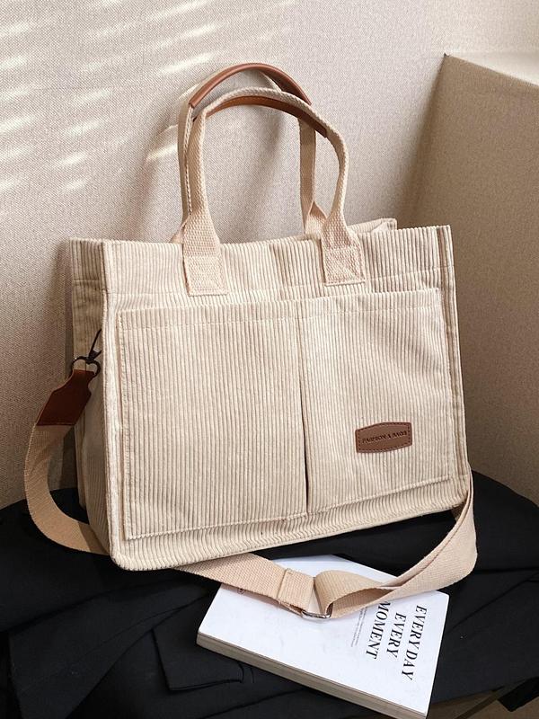 Women's Solid Color Tote Bag, Fashionable Large Capacity Shoulder Bag for Work & Daily Used, Casual Trendy Versatile High-quality Daily Commuting Bag