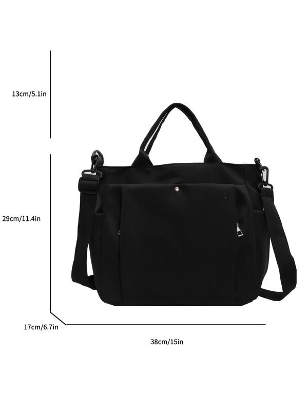 Women's Solid Color Nylon Tote Bag, Large Capacity Shoulder Bag for Daily Used, Casual Trendy Versatile High-quality Daily Commuting Bag, Girl Fashionable Bag