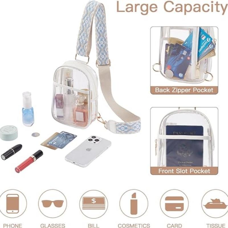 Clear Bag for Stadium Events Approved 4-Pockets Clear Sling Bag for Women Men Clear Crossbody Purse for Concert Sport,A good choice as a Christmas gift