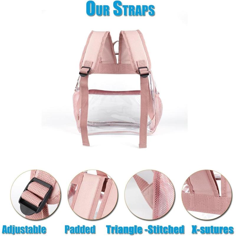 Rose Gold 12x6x12 Clear Backpack for Stadium Events Mini Clear Stadium Bag For Sporting Events Games Festival Concerts,Women Girls