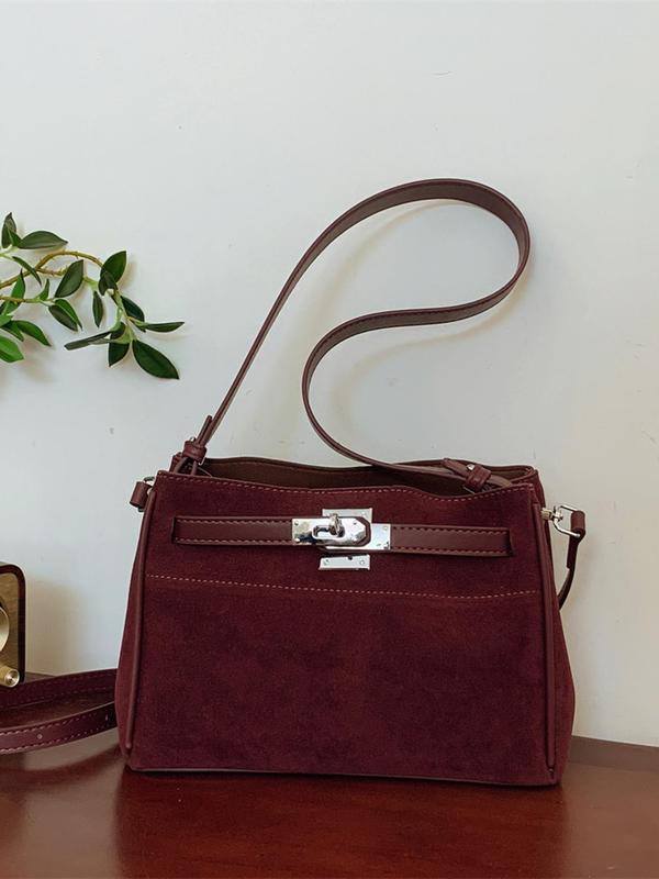 Women's Solid Color Suede Crossbody Bag, 2024 New Style Fashionable Versatile Shoulder Bag for Daily Used, Casual Trendy Versatile High-quality Daily Commuting Bag