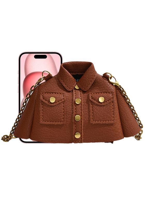 Women's Cute Chain Decor Crossbody Bag, Fashionable Jacket Shaped Shoulder Bag for Daily Used, Casual Trendy Versatile High-quality Daily Commuting Bag