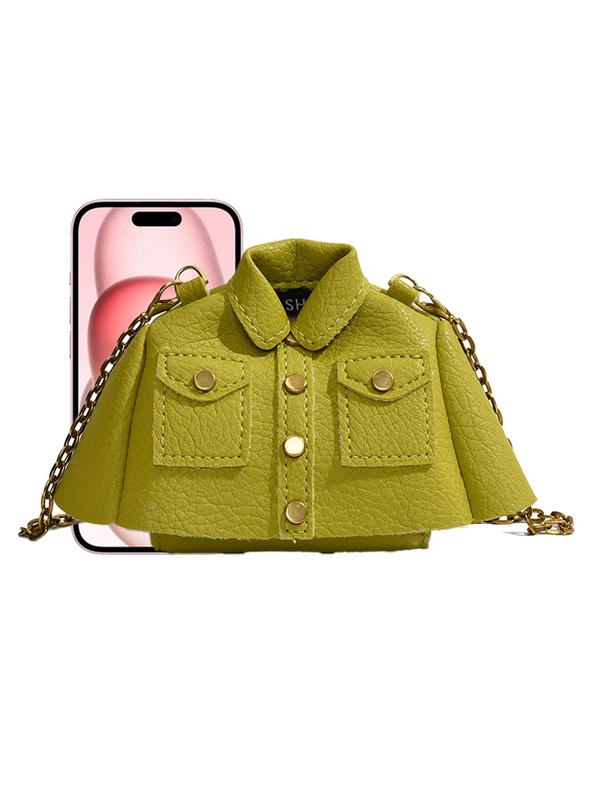 Women's Cute Chain Decor Crossbody Bag, Fashionable Jacket Shaped Shoulder Bag for Daily Used, Casual Trendy Versatile High-quality Daily Commuting Bag